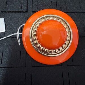 P52 Vintage 1960's Orange and Gold Enamel Hat Brooch